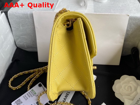 Chanel Mini Flap Bag in Yellow Grained Calfskin with Gold Metal Replica