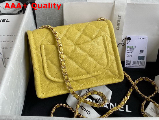 Chanel Mini Flap Bag in Yellow Grained Calfskin with Gold Metal Replica