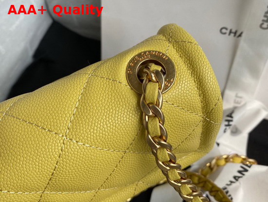 Chanel Mini Flap Bag in Yellow Grained Calfskin with Gold Metal Replica