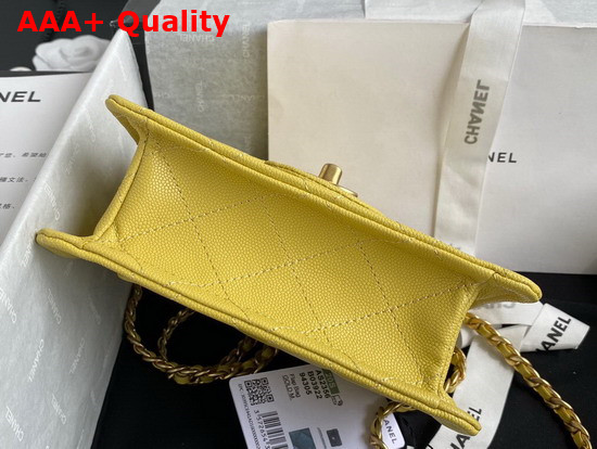 Chanel Mini Flap Bag in Yellow Grained Calfskin with Gold Metal Replica