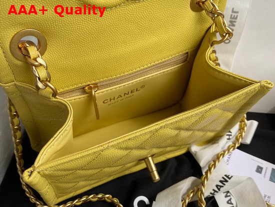 Chanel Mini Flap Bag in Yellow Grained Calfskin with Gold Metal Replica