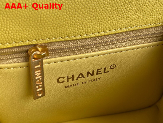 Chanel Mini Flap Bag in Yellow Grained Calfskin with Gold Metal Replica