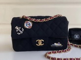 Chanel Mini Flap Bag with Charms Black Wool and Lambskin