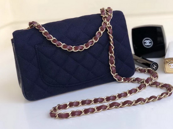 Chanel Mini Flap Bag with Charms Navy Blue Wool and Lambskin