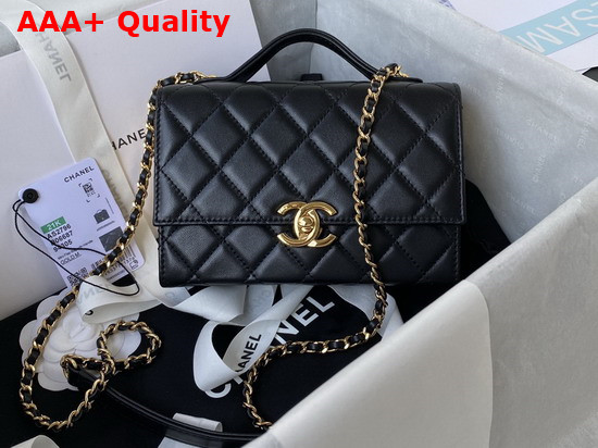 Chanel Mini Flap Bag with Handle Lambskin Gold Tone Metal Black Ref AS2796 Replica