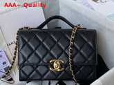 Chanel Mini Flap Bag with Handle Lambskin Gold Tone Metal Black Ref AS2796 Replica