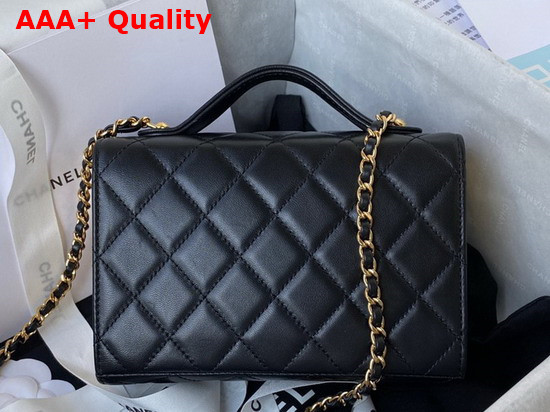 Chanel Mini Flap Bag with Handle Lambskin Gold Tone Metal Black Ref AS2796 Replica