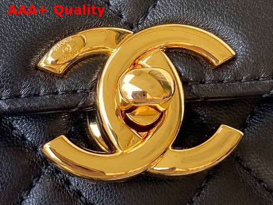 Chanel Mini Flap Bag with Handle Lambskin Gold Tone Metal Black Ref AS2796 Replica