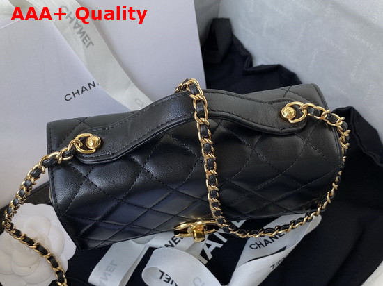 Chanel Mini Flap Bag with Handle Lambskin Gold Tone Metal Black Ref AS2796 Replica