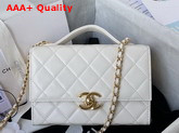 Chanel Mini Flap Bag with Handle Lambskin Gold Tone Metal White Ref AS2796 Replica