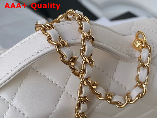 Chanel Mini Flap Bag with Handle Lambskin Gold Tone Metal White Ref AS2796 Replica