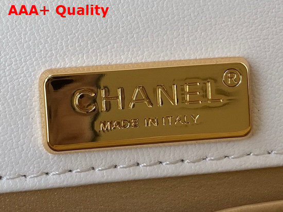 Chanel Mini Flap Bag with Handle Lambskin Gold Tone Metal White Ref AS2796 Replica