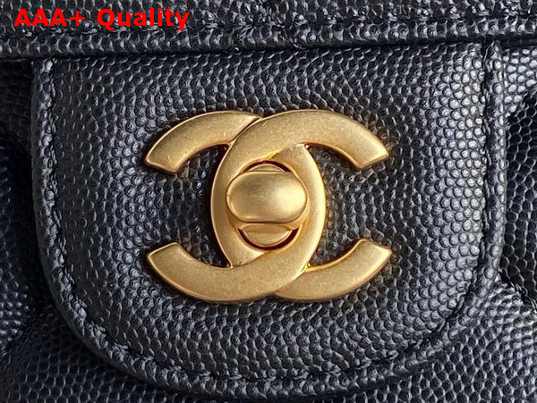 Chanel Mini Flap Bag with Top Handle Black Grained Shiny Calfskin Gold Tone Metal AS5165 Replica