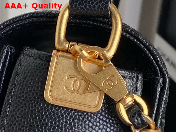 Chanel Mini Flap Bag with Top Handle Black Grained Shiny Calfskin Gold Tone Metal AS5165 Replica