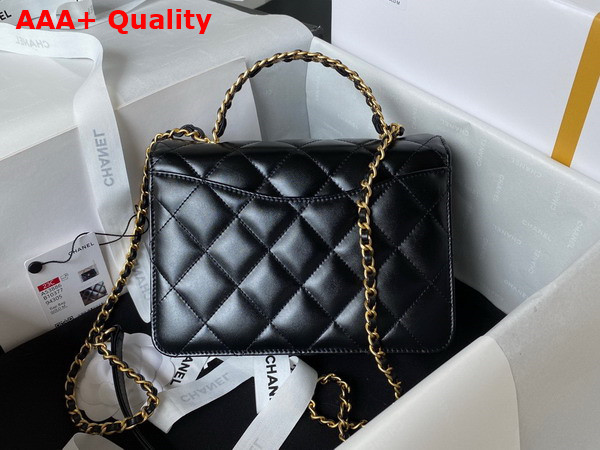 Chanel Mini Flap Bag with Top Handle Black Shiny Calfskin and Gold Tone Metal AS3886 Replica