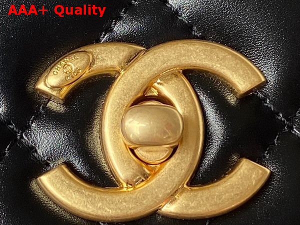 Chanel Mini Flap Bag with Top Handle Black Shiny Calfskin and Gold Tone Metal AS3886 Replica