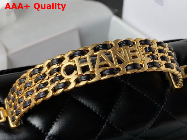 Chanel Mini Flap Bag with Top Handle Black Shiny Calfskin and Gold Tone Metal AS3886 Replica