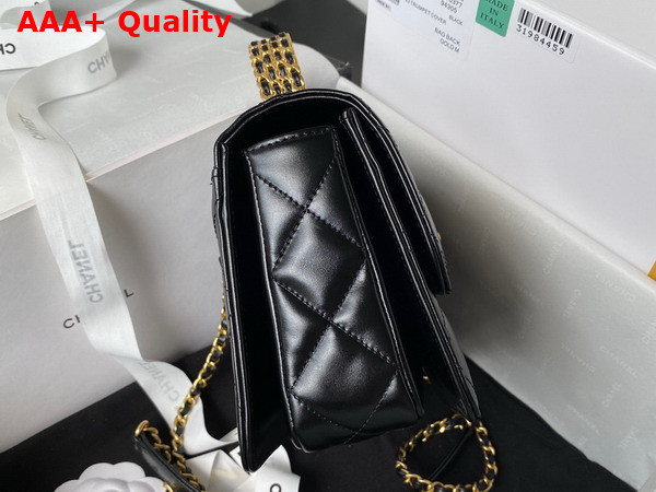 Chanel Mini Flap Bag with Top Handle Black Shiny Calfskin and Gold Tone Metal AS3886 Replica