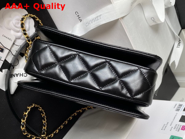 Chanel Mini Flap Bag with Top Handle Black Shiny Calfskin and Gold Tone Metal AS3886 Replica