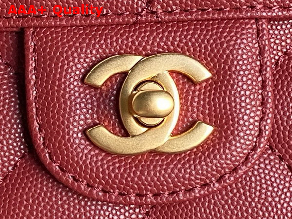 Chanel Mini Flap Bag with Top Handle Burgundy Grained Shiny Calfskin Gold Tone Metal AS5165 Replica