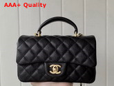 Chanel Mini Flap Bag with Top Handle Grained Calfskin and Gold Tone Metal Black AS2431 Replica