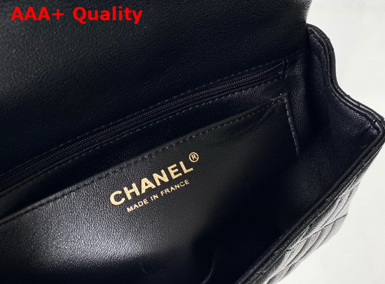 Chanel Mini Flap Bag with Top Handle Grained Calfskin and Gold Tone Metal Black AS2431 Replica