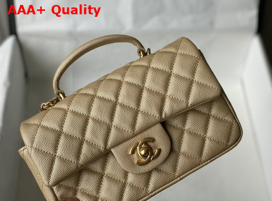 Chanel Mini Flap Bag with Top Handle Grained Calfskin and Gold Tone Metal Gold AS2431 Replica