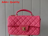 Chanel Mini Flap Bag with Top Handle Grained Calfskin and Gold Tone Metal Pink AS2431 Replica