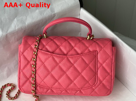 Chanel Mini Flap Bag with Top Handle Grained Calfskin and Gold Tone Metal Pink AS2431 Replica