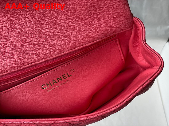 Chanel Mini Flap Bag with Top Handle Grained Calfskin and Gold Tone Metal Pink AS2431 Replica