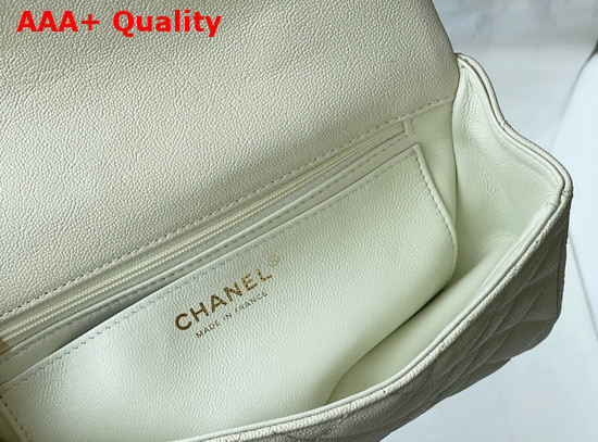 Chanel Mini Flap Bag with Top Handle Grained Calfskin and Gold Tone Metal White AS2431 Replica