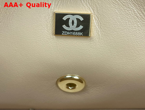 Chanel Mini Flap Bag with Top Handle Lambskin Gold Tone Metal Beige Ref AS2431 Replica