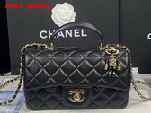 Chanel Mini Flap Bag with Top Handle Lambskin Gold Tone Metal Black Ref AS2431 Replica