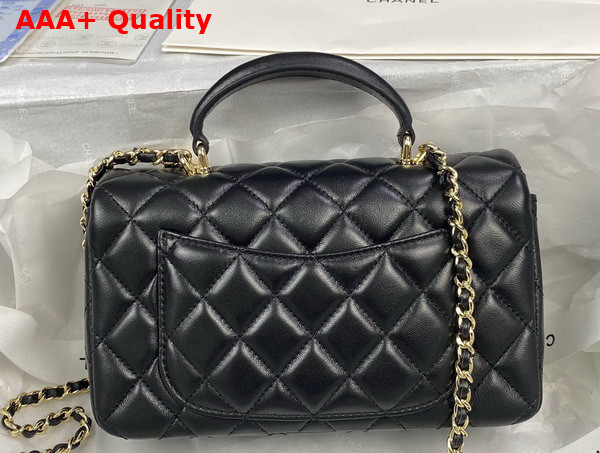 Chanel Mini Flap Bag with Top Handle Lambskin Gold Tone Metal Black Ref AS2431 Replica