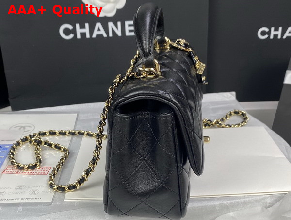 Chanel Mini Flap Bag with Top Handle Lambskin Gold Tone Metal Black Ref AS2431 Replica