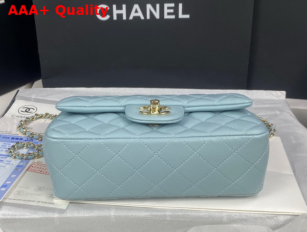 Chanel Mini Flap Bag with Top Handle Lambskin Gold Tone Metal Light Blue Ref AS2431 Replica