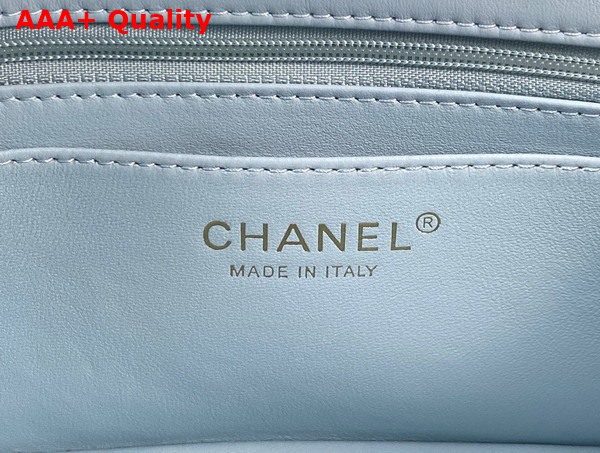 Chanel Mini Flap Bag with Top Handle Lambskin Gold Tone Metal Light Blue Ref AS2431 Replica