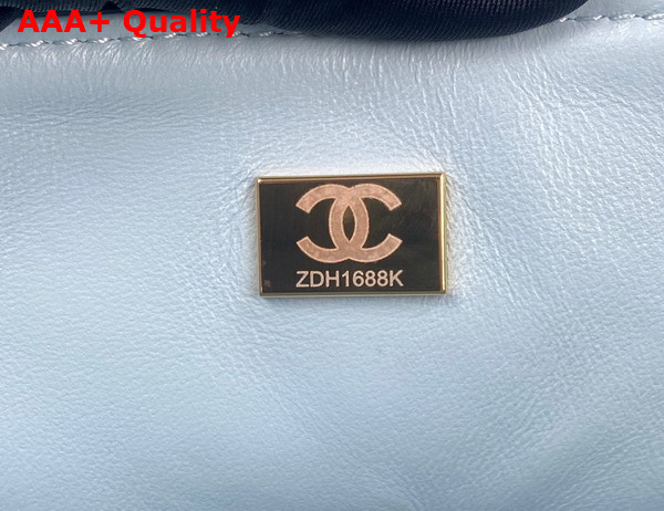 Chanel Mini Flap Bag with Top Handle Lambskin Gold Tone Metal Light Blue Ref AS2431 Replica