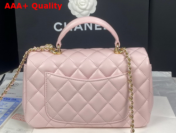 Chanel Mini Flap Bag with Top Handle Lambskin Gold Tone Metal Light Pink Ref AS2431 Replica