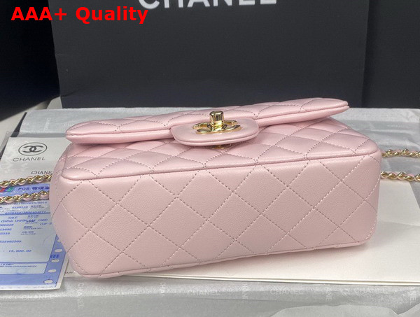 Chanel Mini Flap Bag with Top Handle Lambskin Gold Tone Metal Light Pink Ref AS2431 Replica