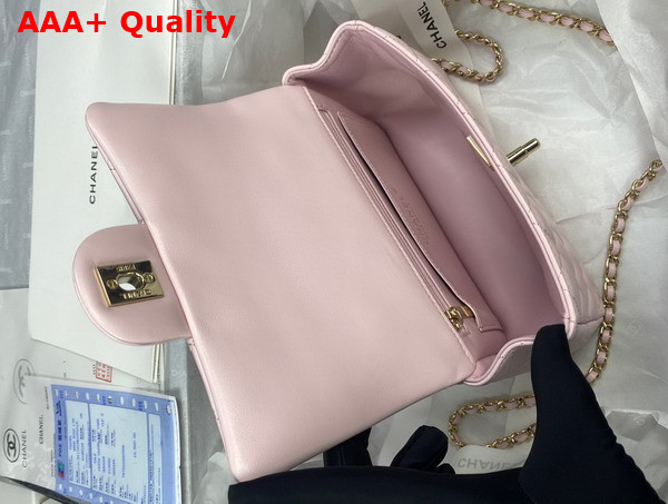 Chanel Mini Flap Bag with Top Handle Lambskin Gold Tone Metal Light Pink Ref AS2431 Replica