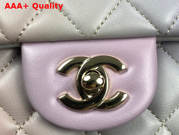 Chanel Mini Flap Bag with Top Handle Lambskin Gold Tone Metal Light Pink and Light Green Ref AS2431 Replica