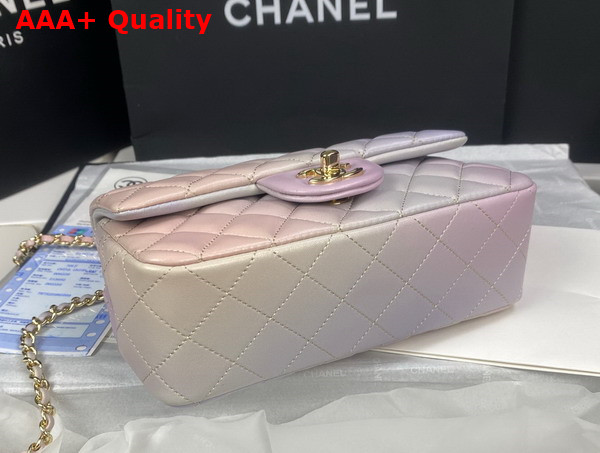 Chanel Mini Flap Bag with Top Handle Lambskin Gold Tone Metal Light Pink and Light Green Ref AS2431 Replica