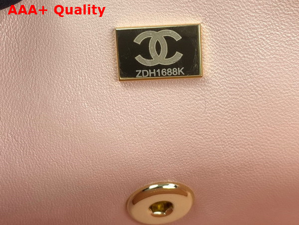 Chanel Mini Flap Bag with Top Handle Lambskin Gold Tone Metal Light Pink and Light Green Ref AS2431 Replica