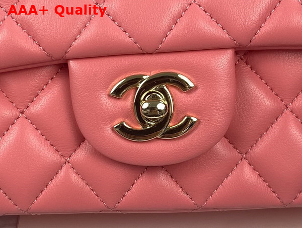 Chanel Mini Flap Bag with Top Handle Lambskin Gold Tone Metal Pink Ref AS2431 Replica