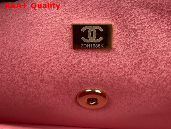 Chanel Mini Flap Bag with Top Handle Lambskin Gold Tone Metal Pink Ref AS2431 Replica