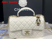 Chanel Mini Flap Bag with Top Handle Lambskin Gold Tone Metal White Ref AS2431 Replica