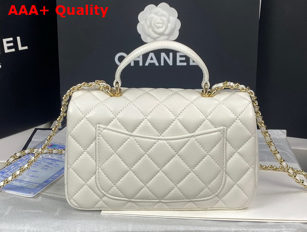 Chanel Mini Flap Bag with Top Handle Lambskin Gold Tone Metal White Ref AS2431 Replica