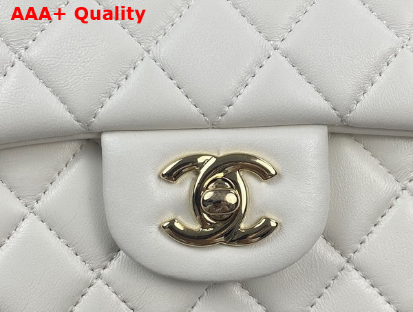 Chanel Mini Flap Bag with Top Handle Lambskin Gold Tone Metal White Ref AS2431 Replica