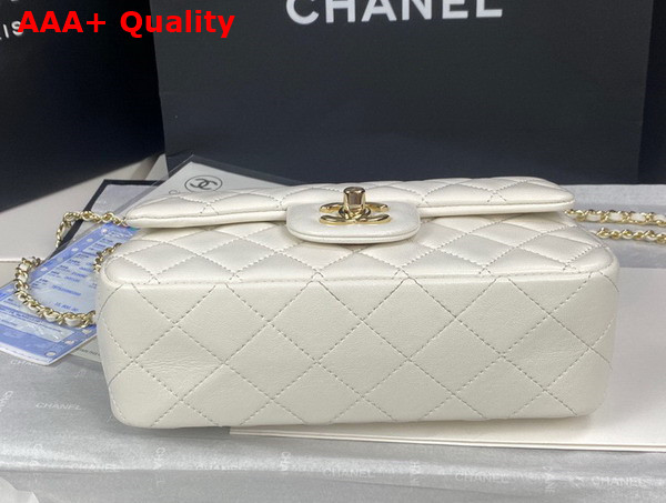 Chanel Mini Flap Bag with Top Handle Lambskin Gold Tone Metal White Ref AS2431 Replica